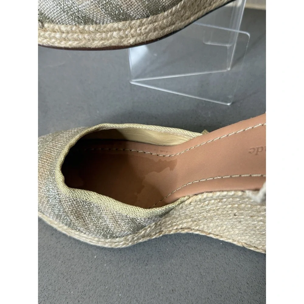 Kate Spade Gold Tan Espadrille Wedge Ankle Tie Sandals Shoes Women's Size 8M EUC